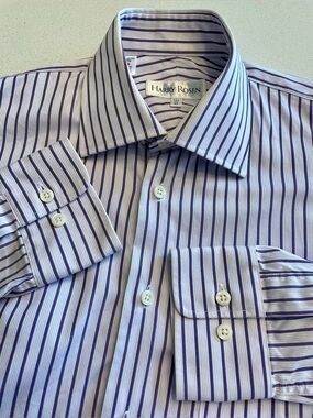 Harry Rosen - all cotton striped dress shirt Size 14.5”neck
